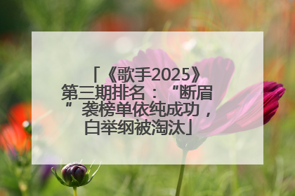 《歌手2025》第三期排名：“断眉”袭榜单依纯成功，白举纲被淘汰