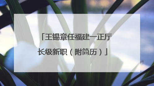 王锡章任福建一正厅长级新职（附简历）