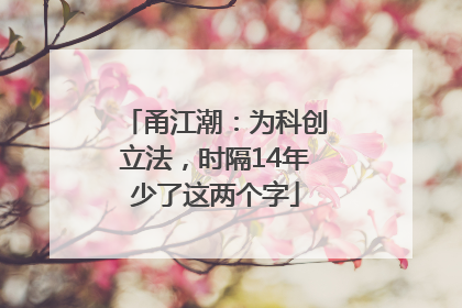 甬江潮：为科创立法，时隔14年少了这两个字