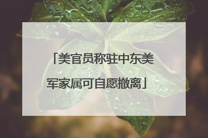 美官员称驻中东美军家属可自愿撤离
