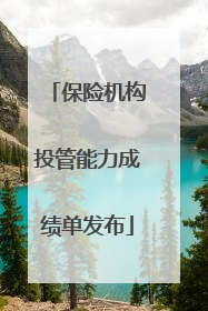 保险机构投管能力成绩单发布