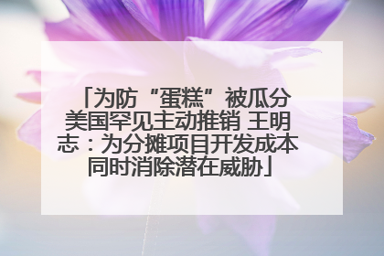 为防“蛋糕”被瓜分 美国罕见主动推销 王明志：为分摊项目开发成本同时消除潜在威胁