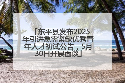 东平县发布2025年引进急需紧缺优秀青年人才初试公告，5月30日开展面谈