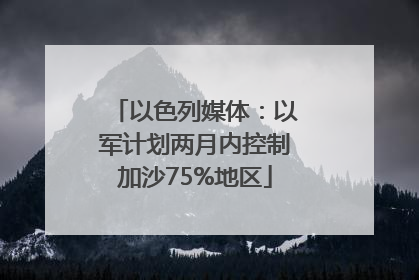 以色列媒体：以军计划两月内控制加沙75%地区