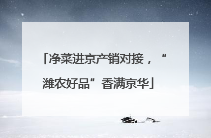 净菜进京产销对接，“潍农好品”香满京华