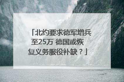 北约要求德军增兵至25万 德国或恢复义务服役补缺？