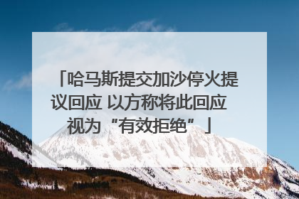 哈马斯提交加沙停火提议回应 以方称将此回应视为“有效拒绝”