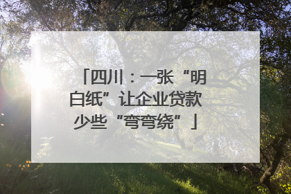 四川：一张“明白纸”让企业贷款少些“弯弯绕”