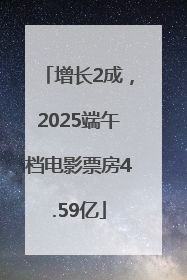 增长2成，2025端午档电影票房4.59亿