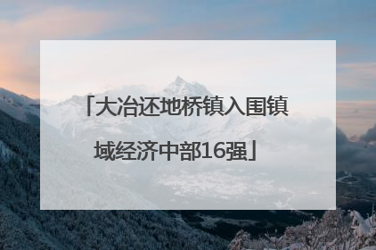 大冶还地桥镇入围镇域经济中部16强