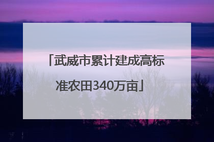 武威市累计建成高标准农田340万亩