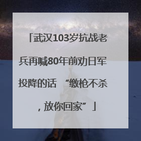 武汉103岁抗战老兵再喊80年前劝日军投降的话 “缴枪不杀，放你回家”