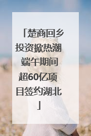 楚商回乡投资掀热潮 端午期间超60亿项目签约湖北