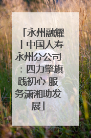 永州融耀丨中国人寿永州分公司：四力擎旗践初心 服务潇湘助发展