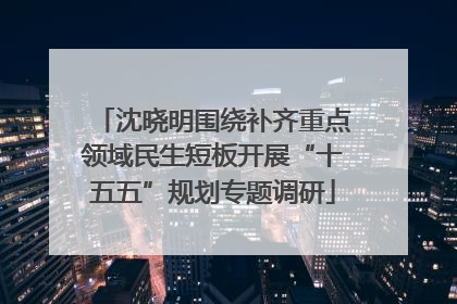 沈晓明围绕补齐重点领域民生短板开展“十五五”规划专题调研