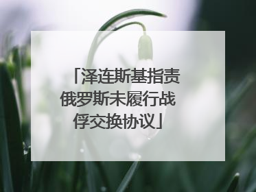 泽连斯基指责俄罗斯未履行战俘交换协议