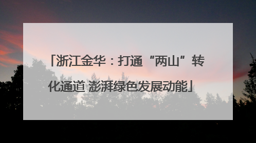 浙江金华：打通“两山”转化通道 澎湃绿色发展动能