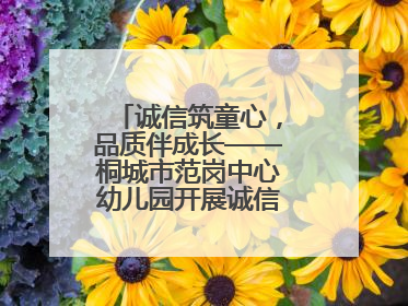 诚信筑童心，品质伴成长——桐城市范岗中心幼儿园开展诚信教育系列活动