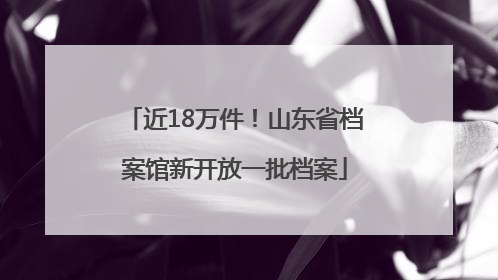 近18万件！山东省档案馆新开放一批档案