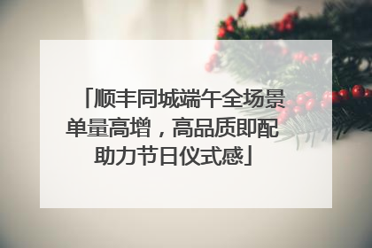 顺丰同城端午全场景单量高增，高品质即配助力节日仪式感